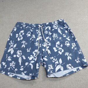 Fair Harbor Shorts 3XB Blue Floral Drawstring Lined 6" in Swim